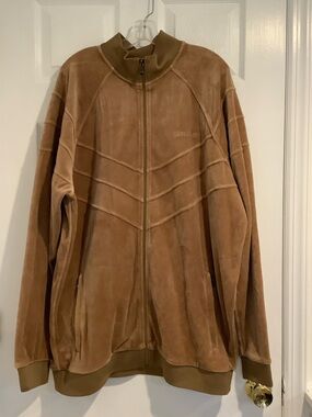 VINTAGE SEAN JOHN Men’s Y2K Tan/Brown Neutral Velour Throwback Zip Jacket XXL
